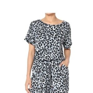 Zenana Outfitters Black and White Leopard Print Jumpsuit